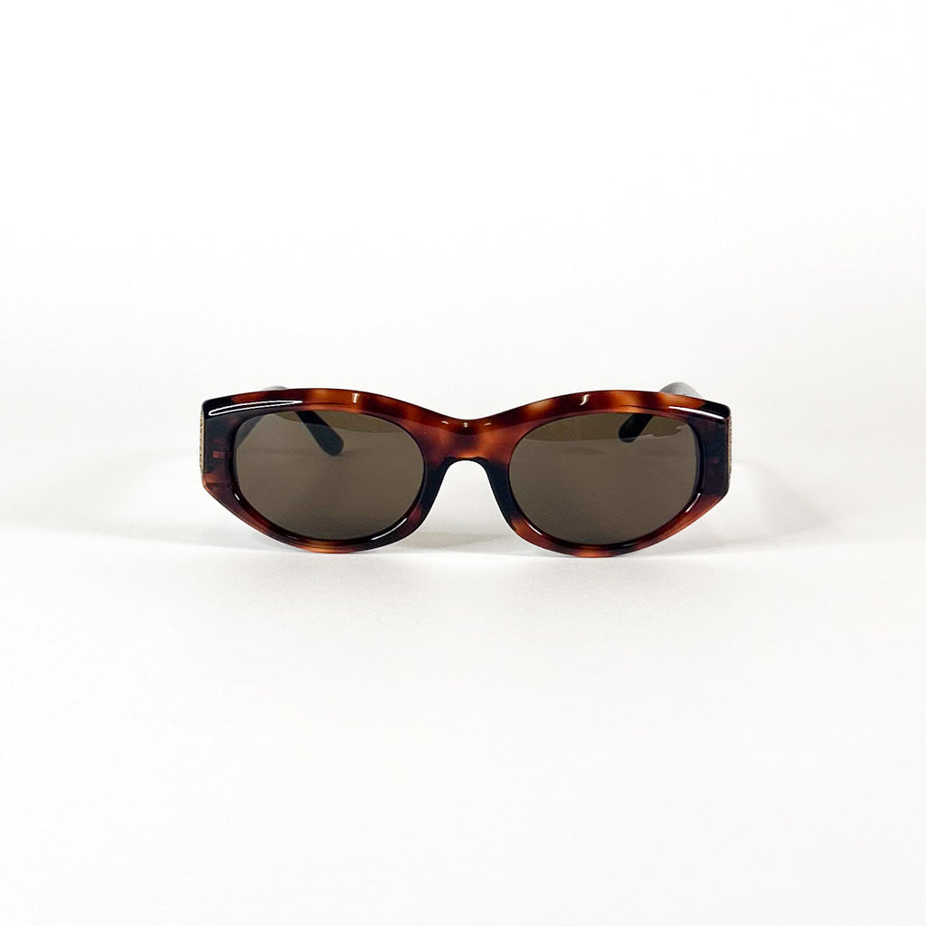 Lunettes Jean Patou vues de face – monture papillon vintage écaille, années 90