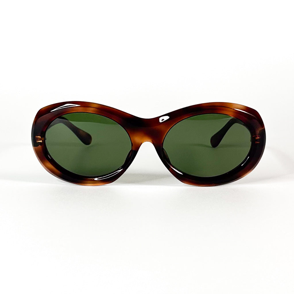 Lunettes de soleil vintage écaille marron profil gauche verres verts