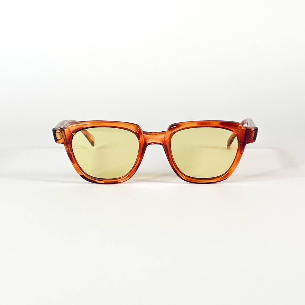 Lunettes vintage acétate ambre verres jaunes – vue de face