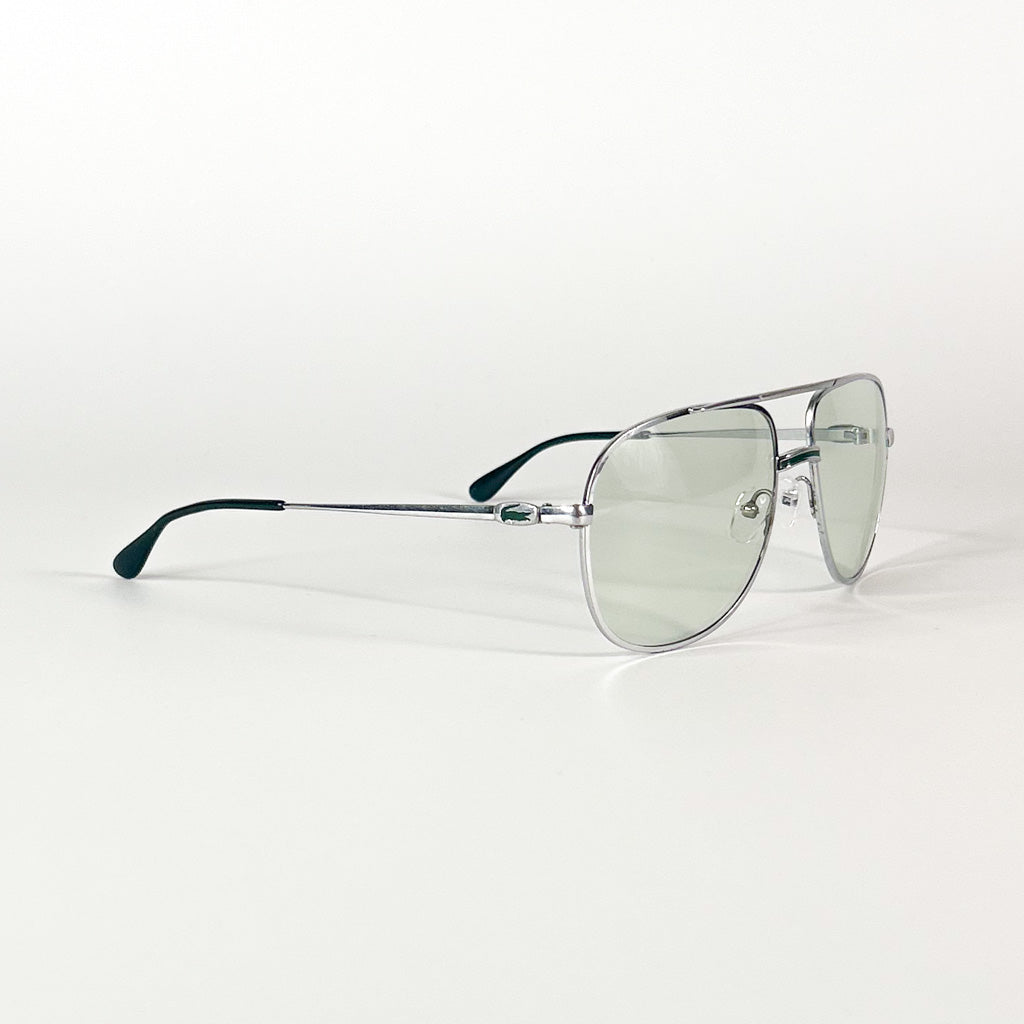 Lacoste Vintage Aviator Sunglasses – Silver Metal and Green  display picture 1