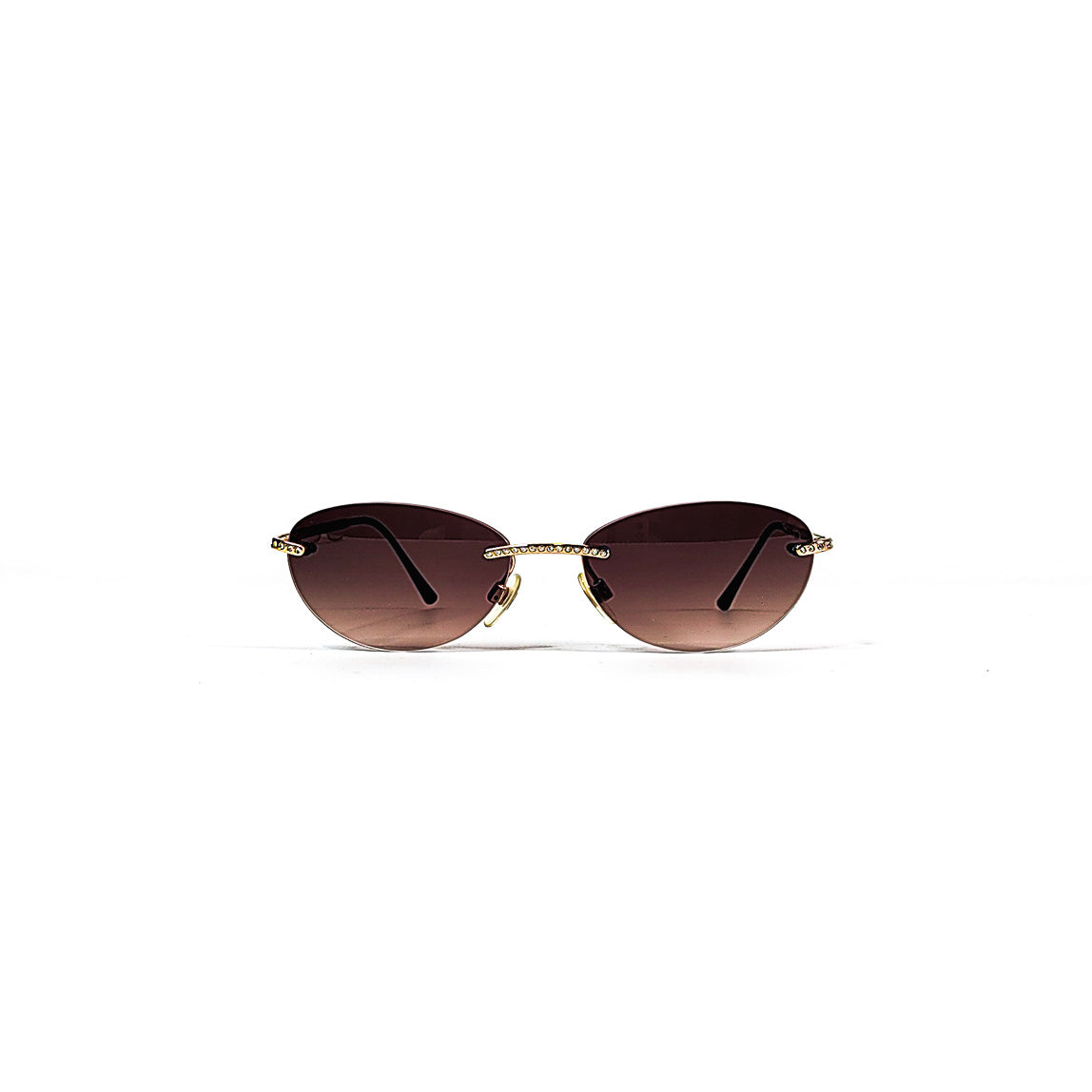 lunettes vintage chanel 2054-B C125 métal doré strass verres bruns – face avant