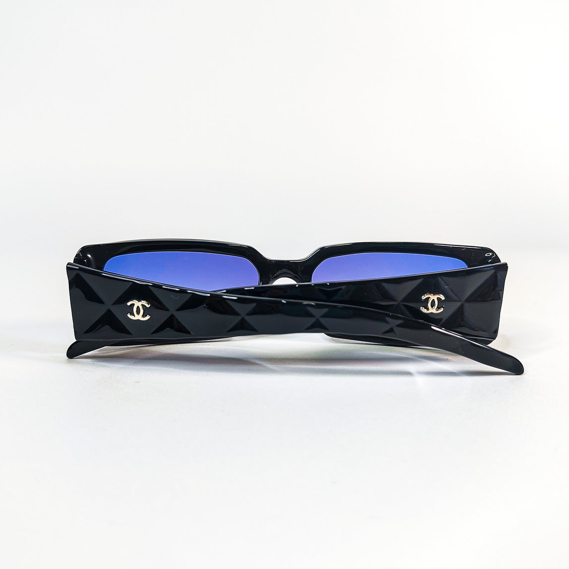 lunettes vintage chanel 5046 C501/9 rectangulaires noires matelassé – face arrière