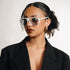 Lunettes Cébé 201 blanches portées – style 80s avec verres bleus
