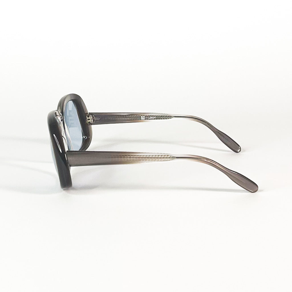 Branches de lunettes Lizon montrant la structure métallique quadrillée interne

