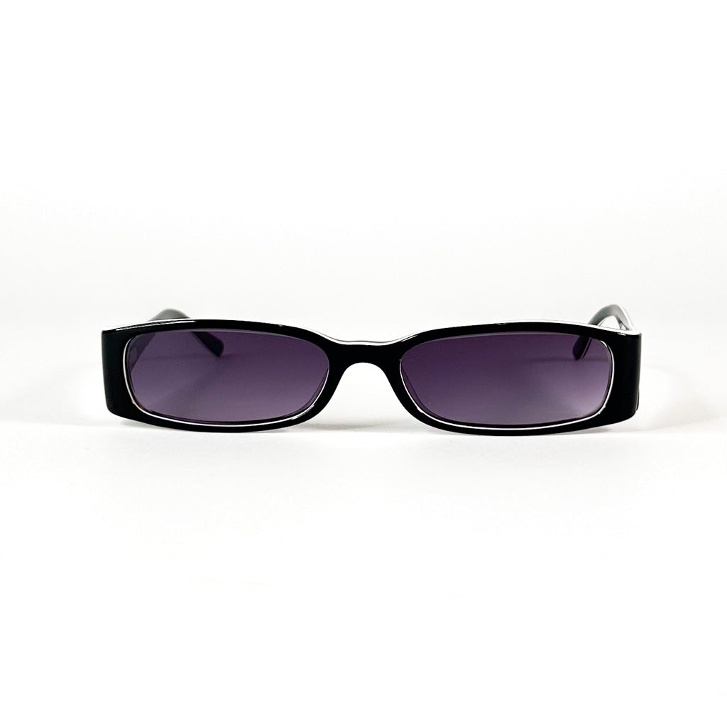 Vue frontale des lunettes Chanel 3094 c.860, monture noire rectangulaire années 2000