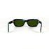 vue de dessus d’une paire de lunettes Lanvin en acétate vert marbré avec détail de maille dorée sur la branche, fond blanc
