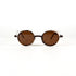 Vue frontale des lunettes de soleil JF Rey JF2720 sur fond blanc, monture ronde en acétate transparent et verres bruns