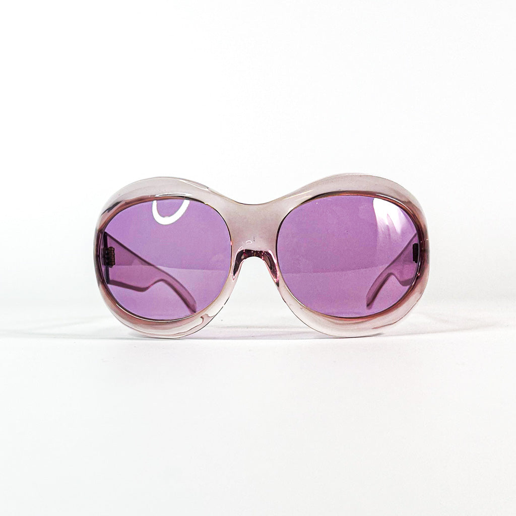  Lunettes vintage ovales roses – vue frontale des verres violets