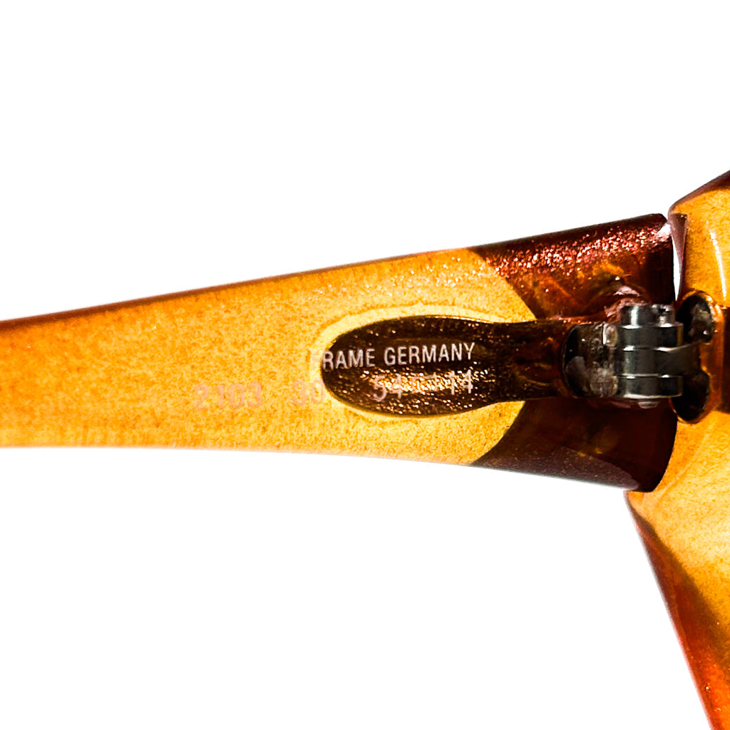 Lunette Christian Dior détail intérieur branche marquée « FRAME GERMANY » en Optyl ambre