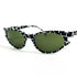 Lunettes de soleil vintage œil-de-chat noires avec motif graphique, zoom 3/4 avant