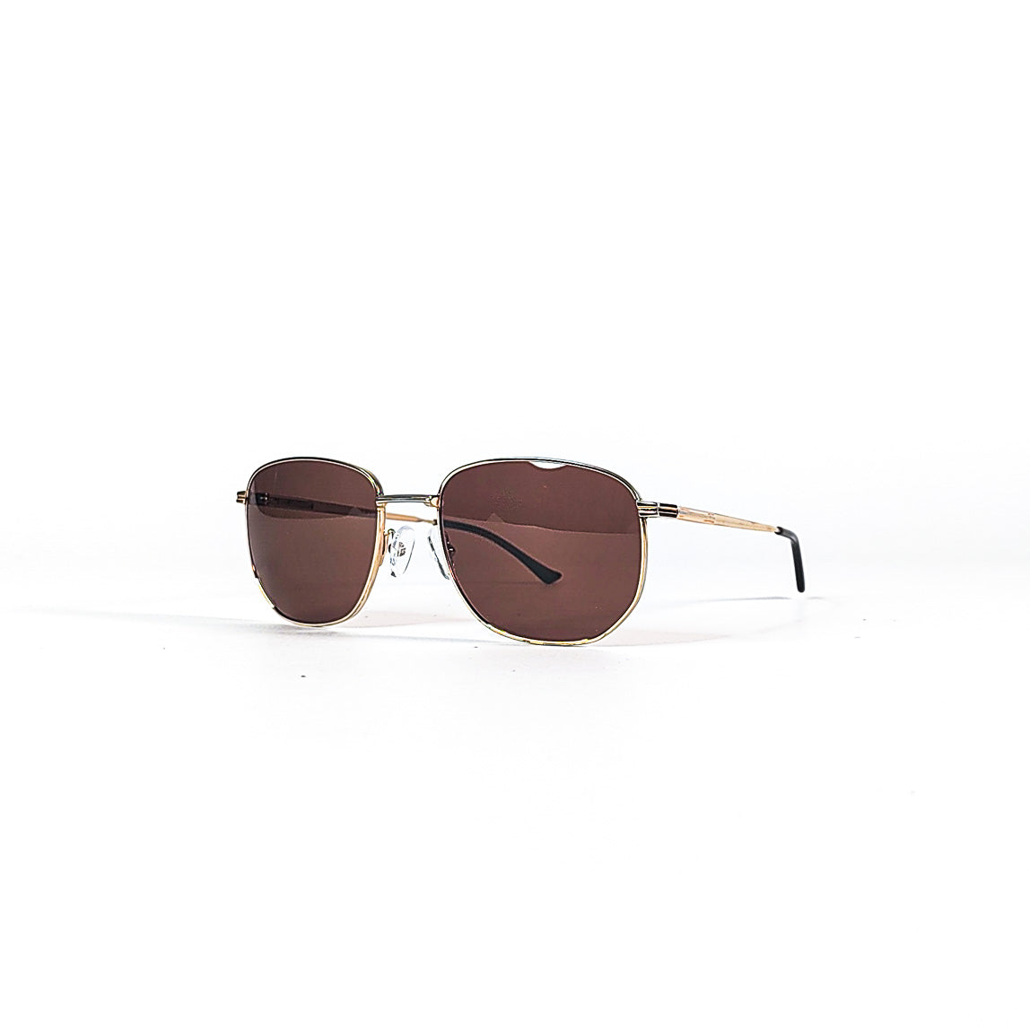 vue trois-quarts des lunettes de soleil vintage L’Amy en métal bicolore