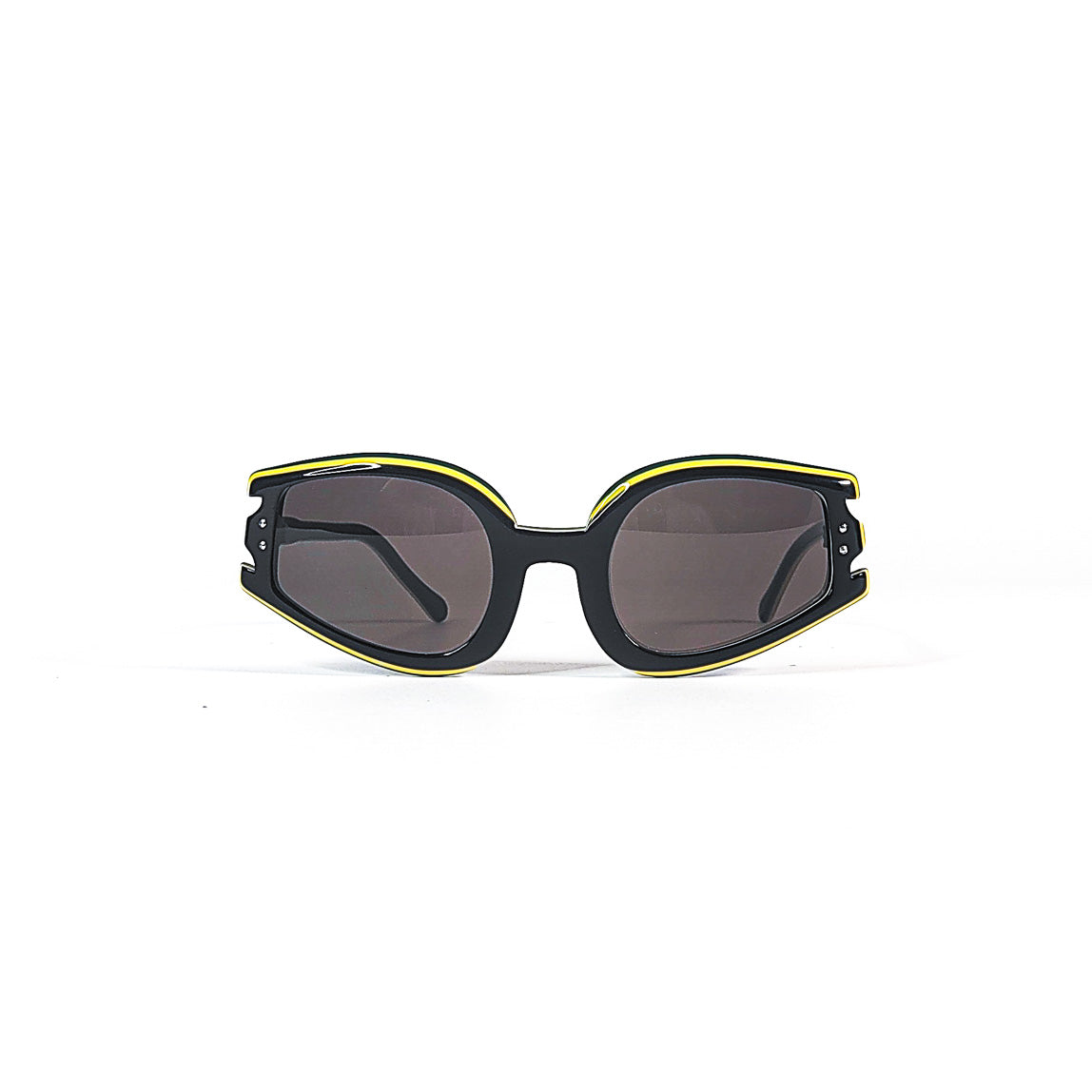 Lunettes de soleil vintage noires et jaunes – vue frontale