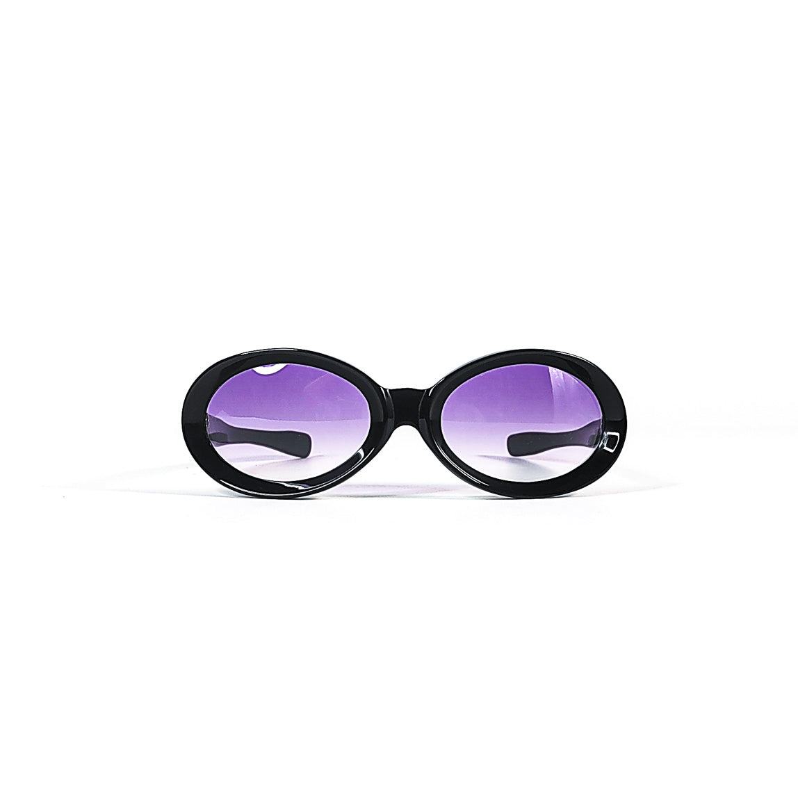 lunettes vintage ovales noires verres violets face