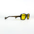 lunettes vintage acétate damier noir blanc verres jaunes profil 3/4
