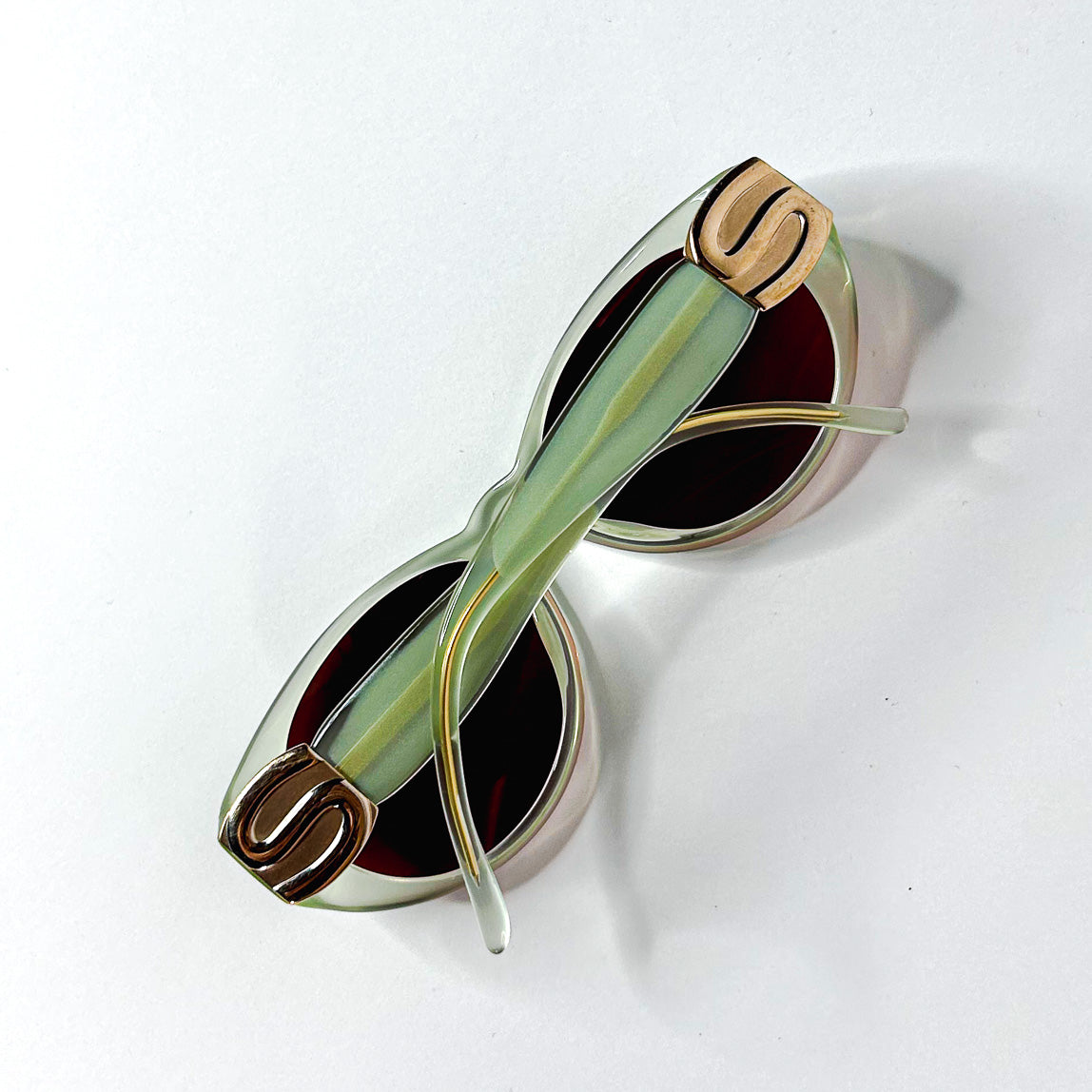 Lunettes Silhouette M 3139 vintage vert clair détail branches croisées logo S