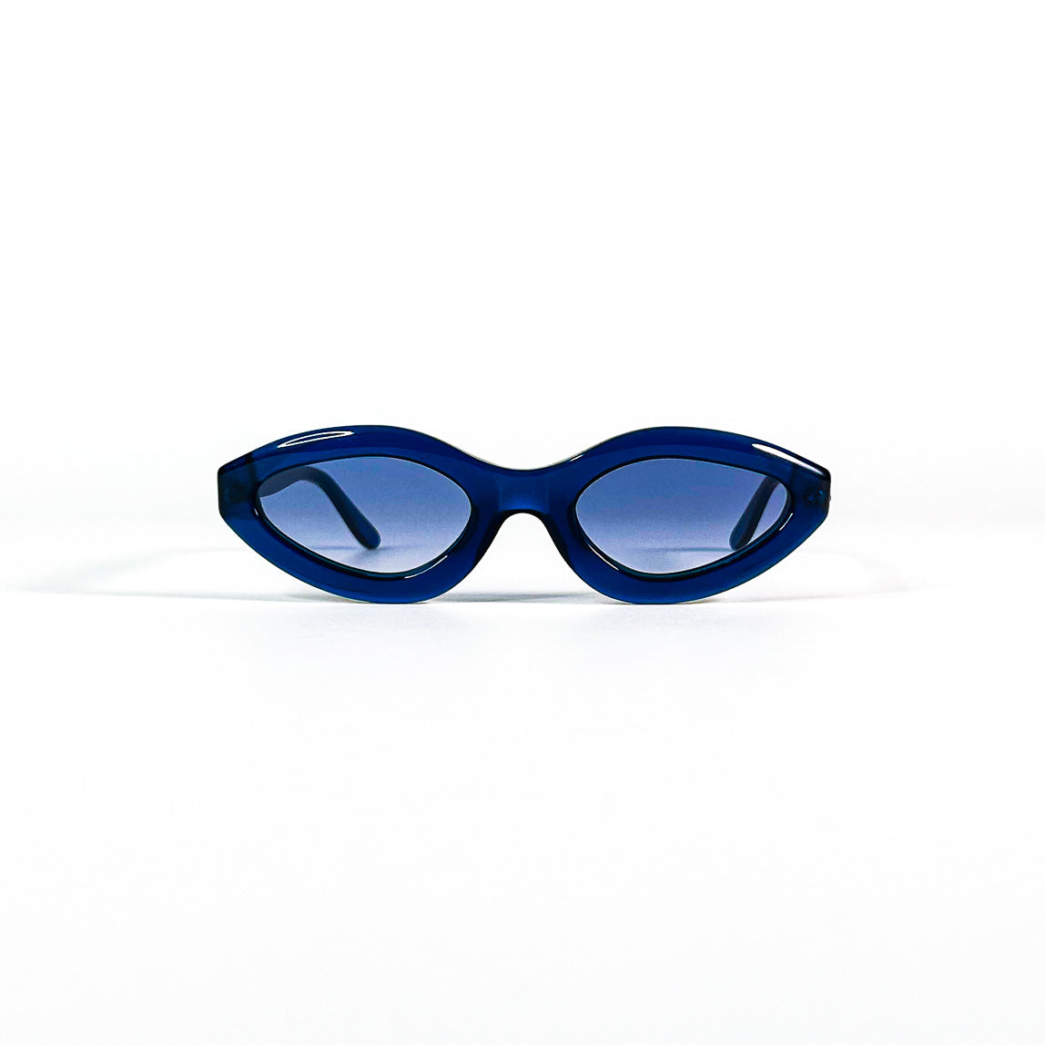 Face avant lunettes Moschino vintage acétate bleu et verres bleus