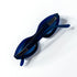 Vue de haut sur lunettes Moschino vintage forme œil-de-chat bleue
