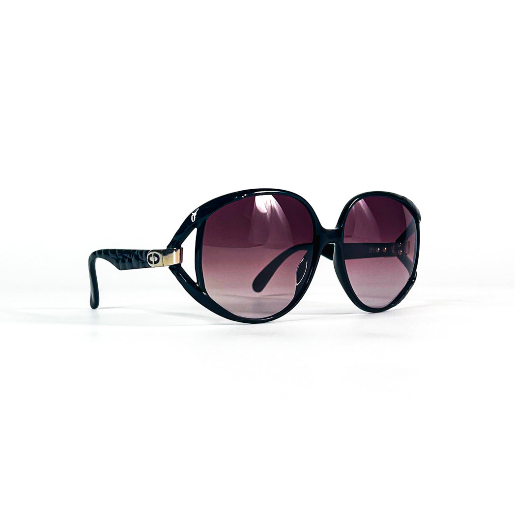 Vue 3/4 droite lunettes Dior 2320 90 CD doré sur acétate noir