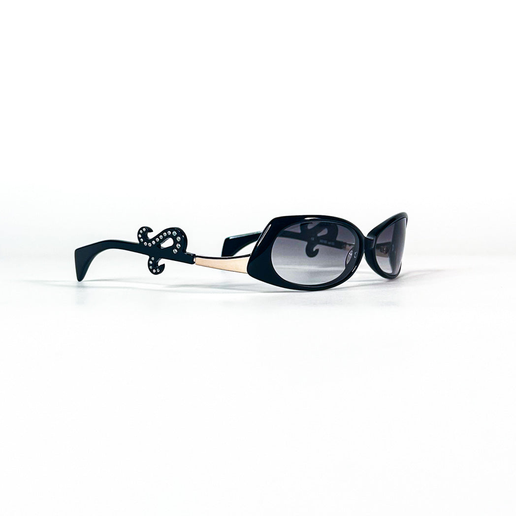Lunettes Miki M0165 noires ovales, décor arabesque doré