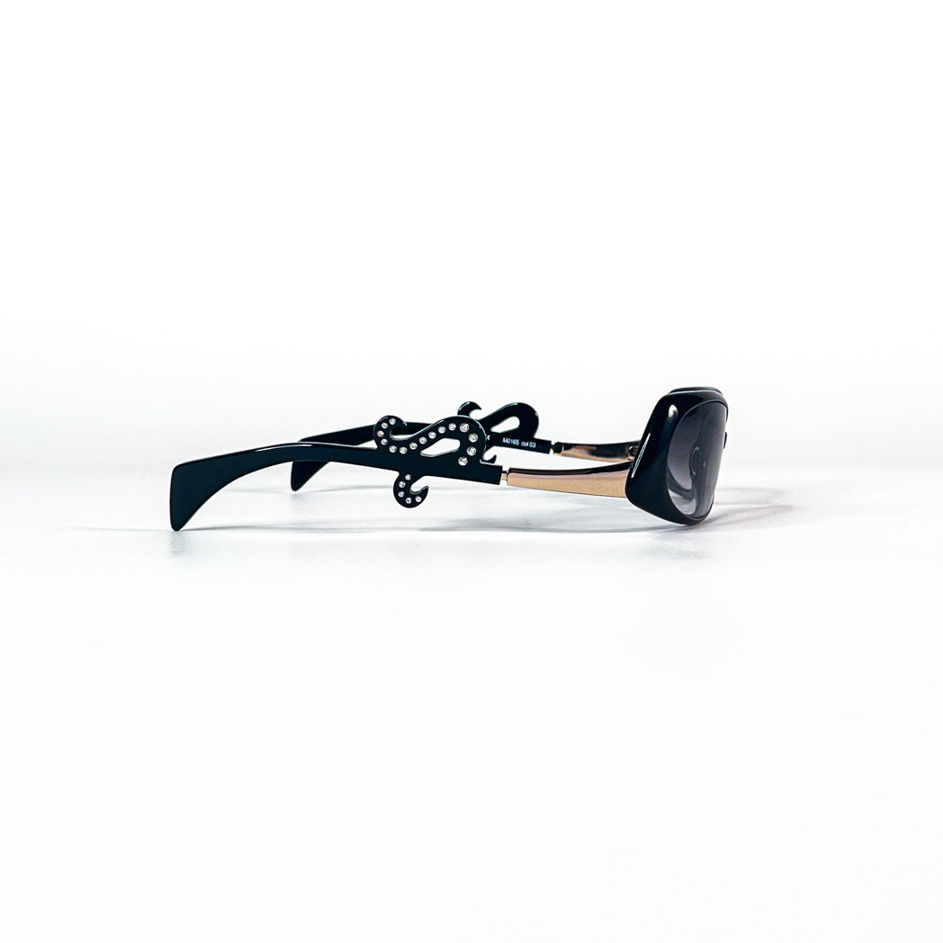 Vue latérale lunettes Miki M0165 noires avec décor strassé
