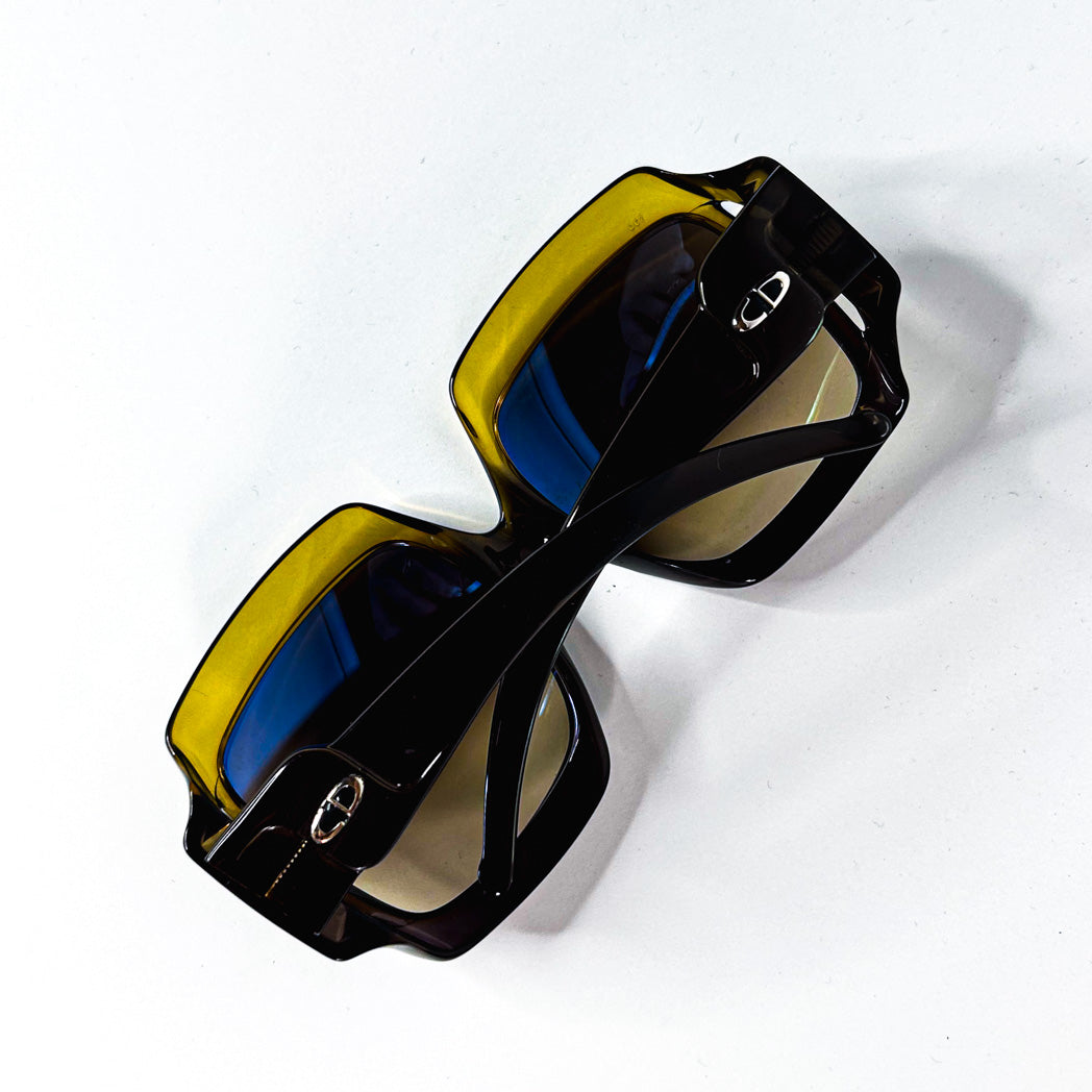 Lunettes Dior 296 pliées, acétate vert et écaille