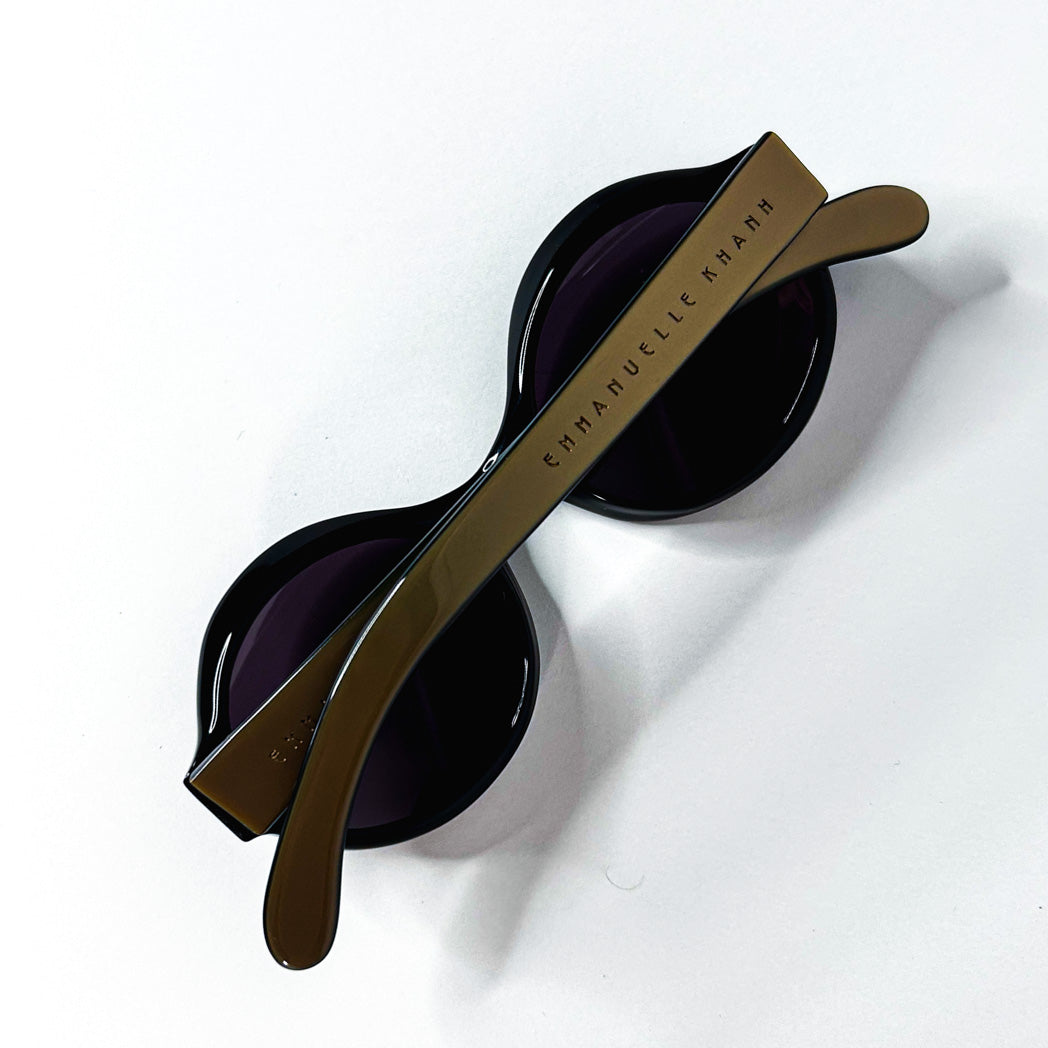 Lunettes rondes oversize Emmanuelle Khanh 4250 noir olive vintage