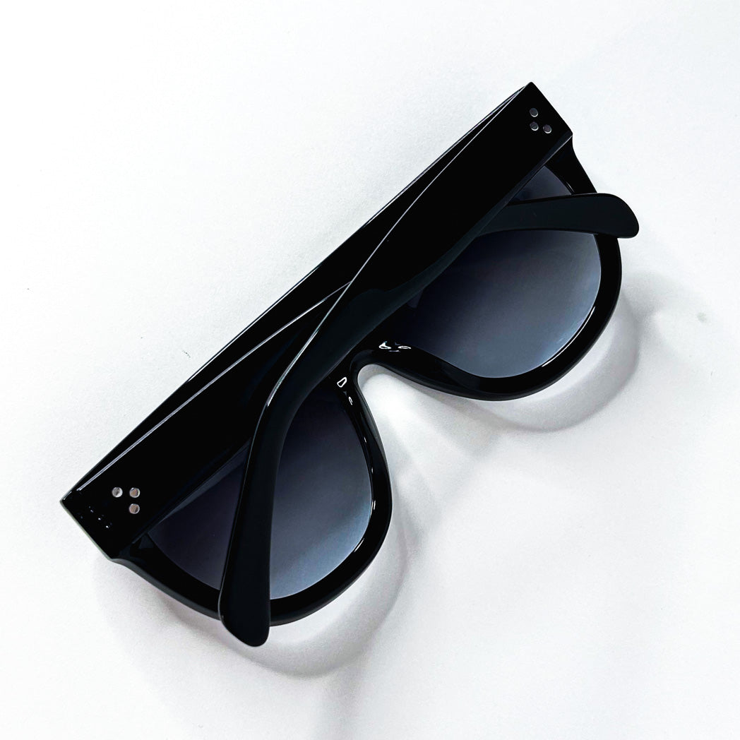Céline CL 41026/S Shadow noire, vue dessus branches, rivets trois points