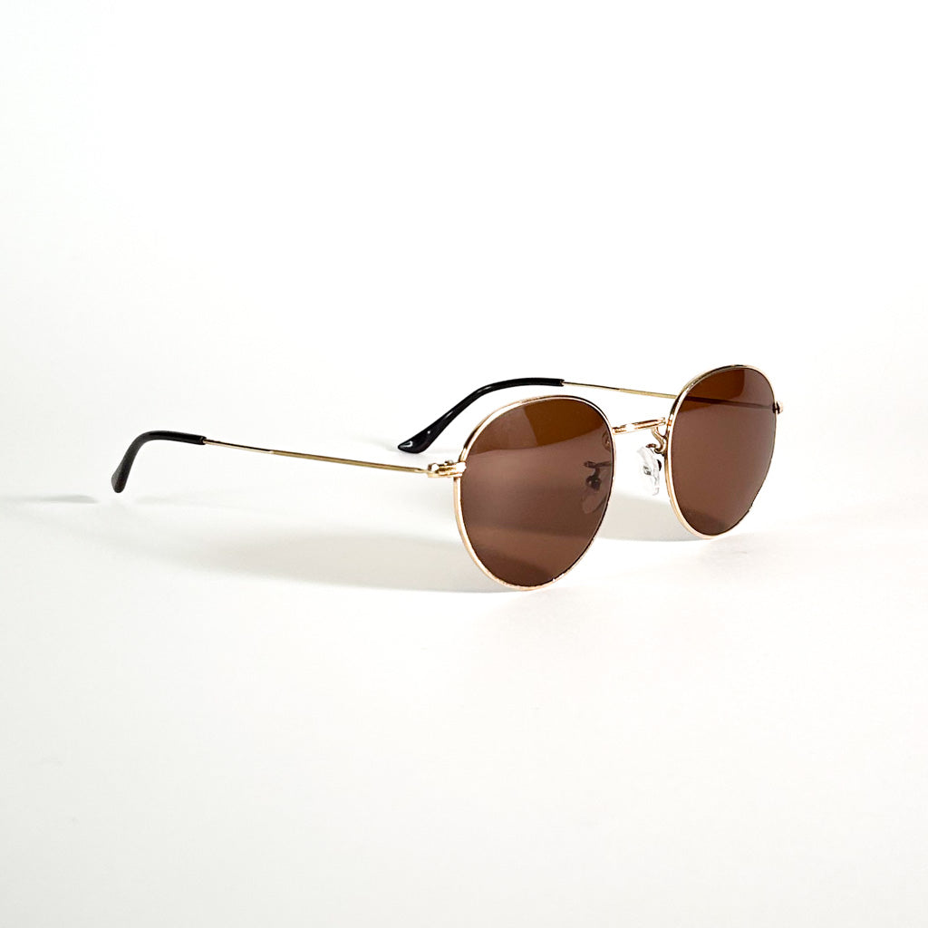 Lunettes vintage Morel monture ronde métal doré vue de la branche avec inscriptions