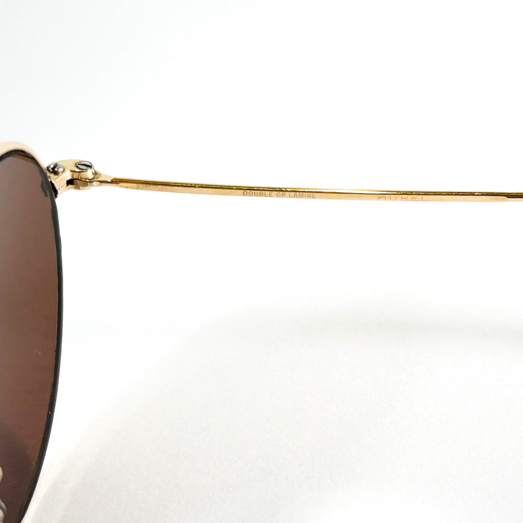 Lunettes Morel vintage monture ronde en métal doré vue de côté