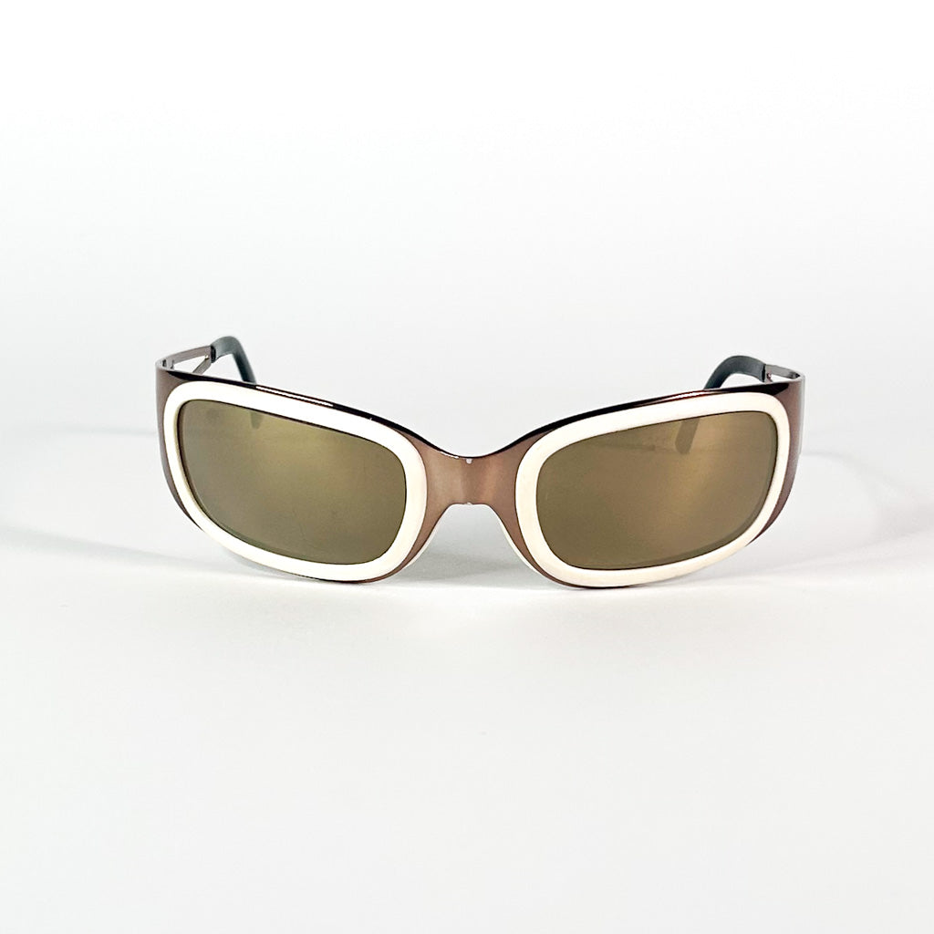Lunettes Dolce & Gabbana D&G vintage monture métal bronze beige vue ouverte