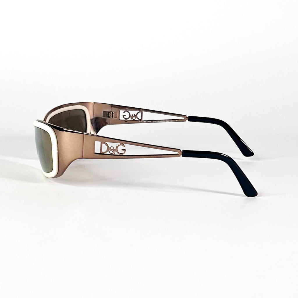 Vue latérale des lunettes Dolce & Gabbana D&G métal bronze beige vintage