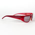 Vue de profil droit des lunettes de soleil Gianfranco Ferré rouges avec logo GF sur la branche.