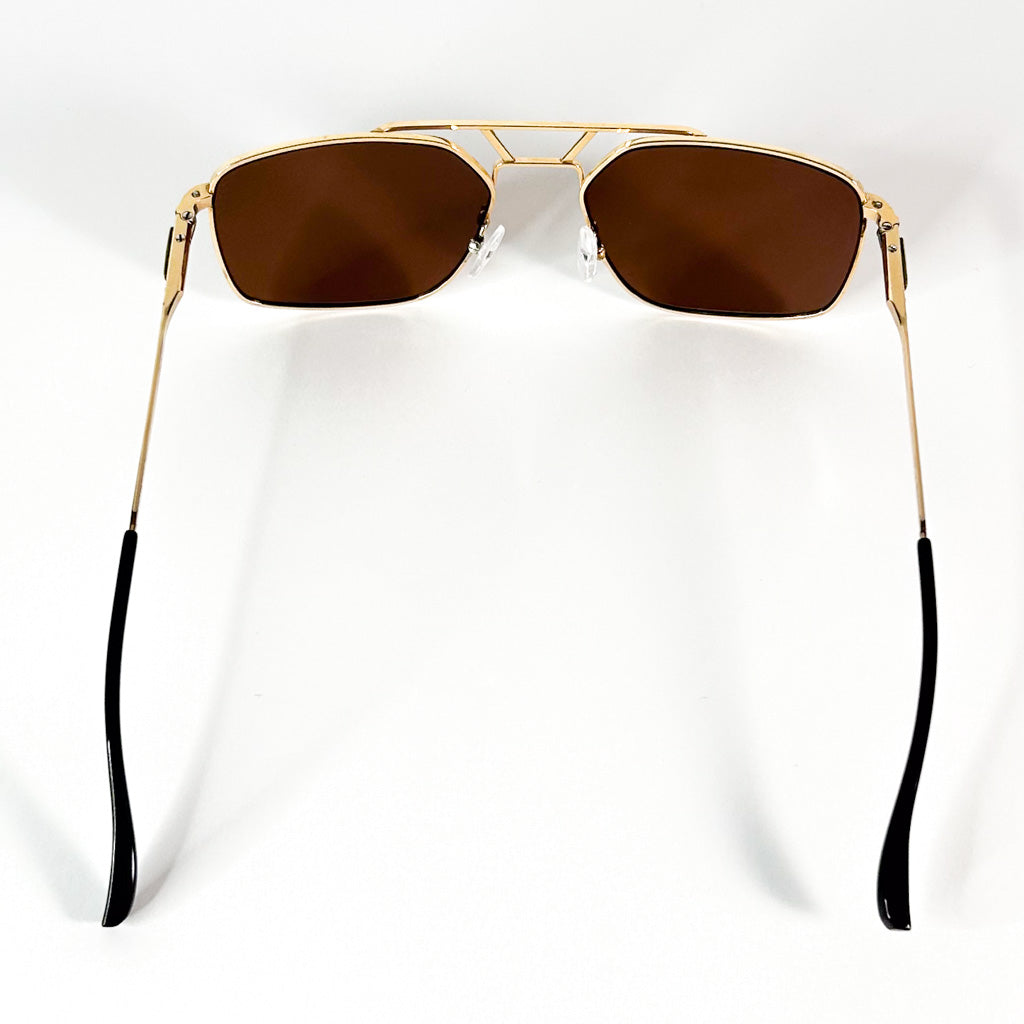 Vue frontale droite – lunettes Henry Jullien rectangulaires vintage dorées