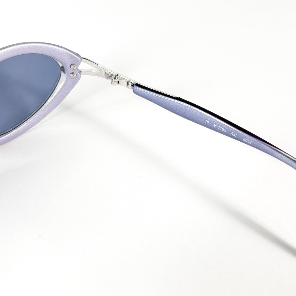 Charnière et détails métalliques lunettes vintage Silhouette 90s violet métallique