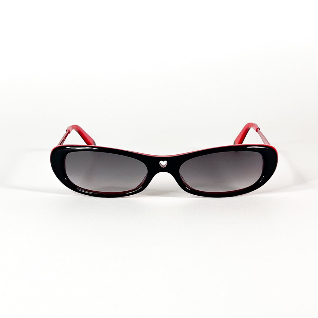 Lunettes Moschino MO02203 vue de profil avec branches rouge et noire