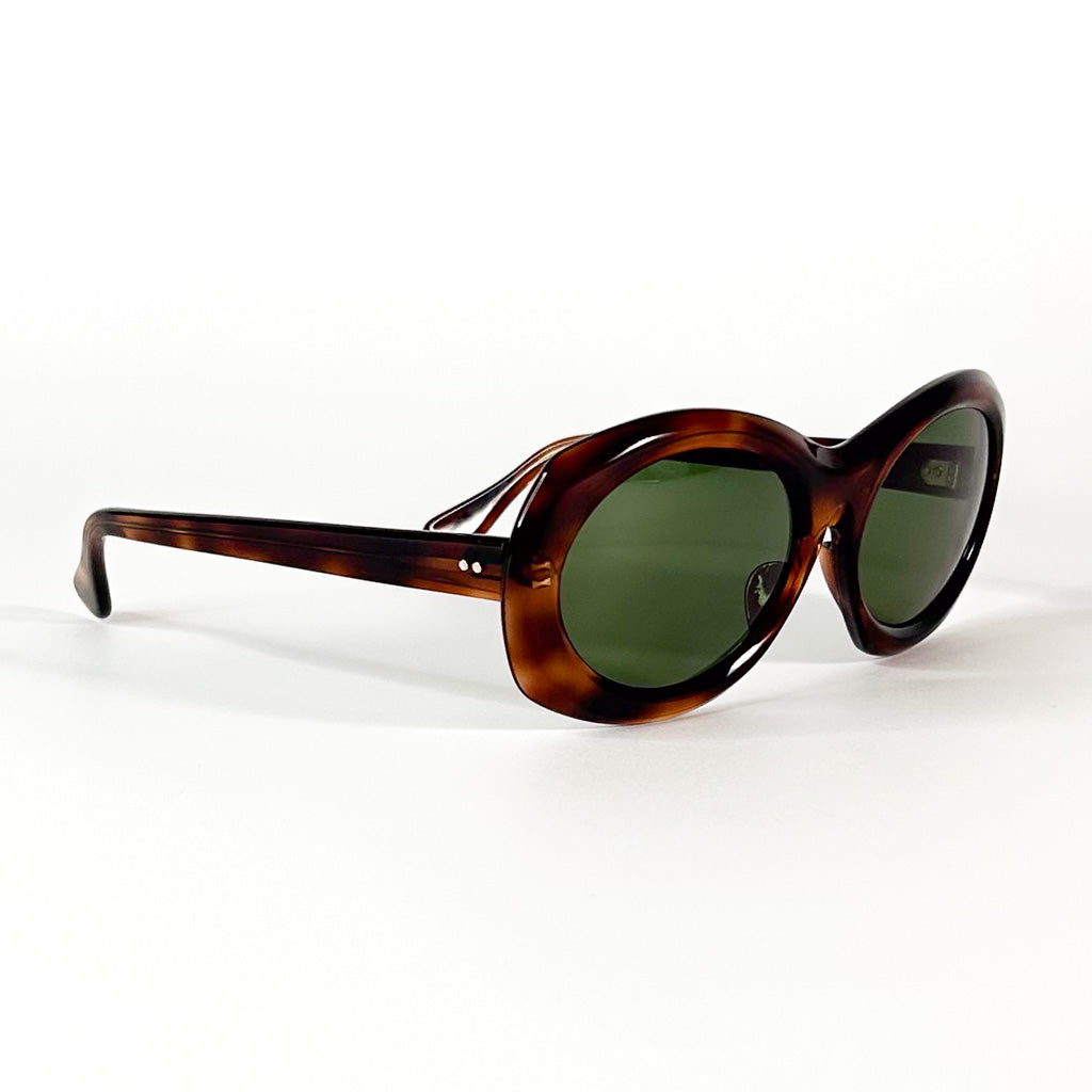 Monture lunettes vintage écaille marron épaisse avec verres verts