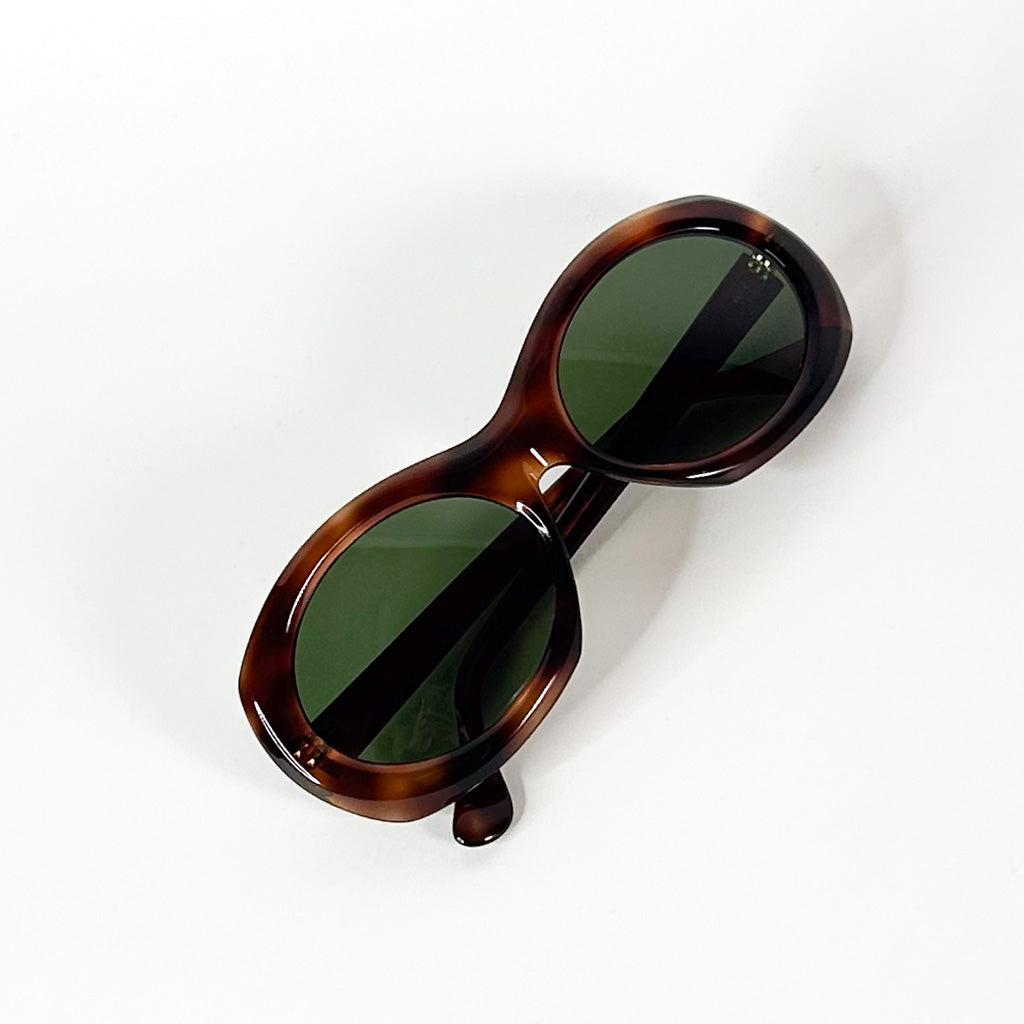 Lunettes vintage écaille marron verres verts profil droit