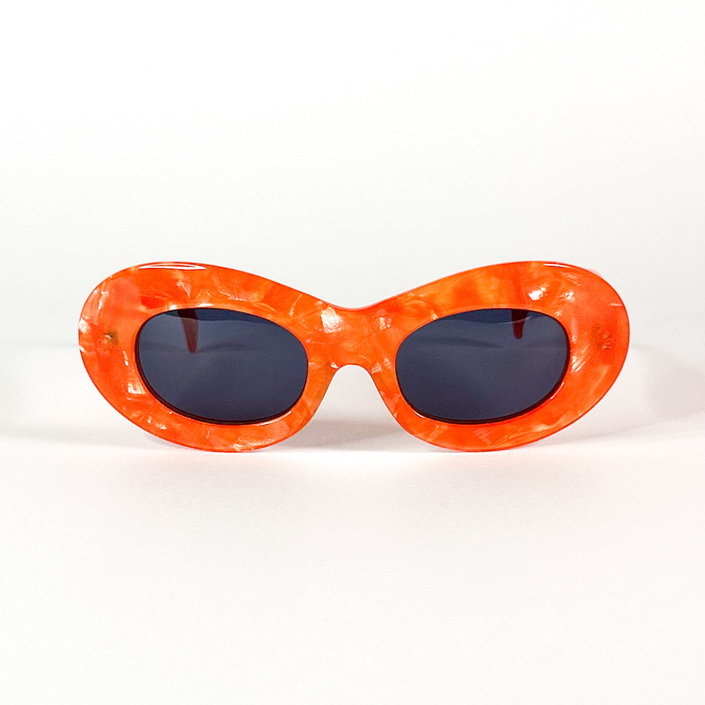 profil droit lunettes soleil vintage Alain Mikli orange acétate fait main France