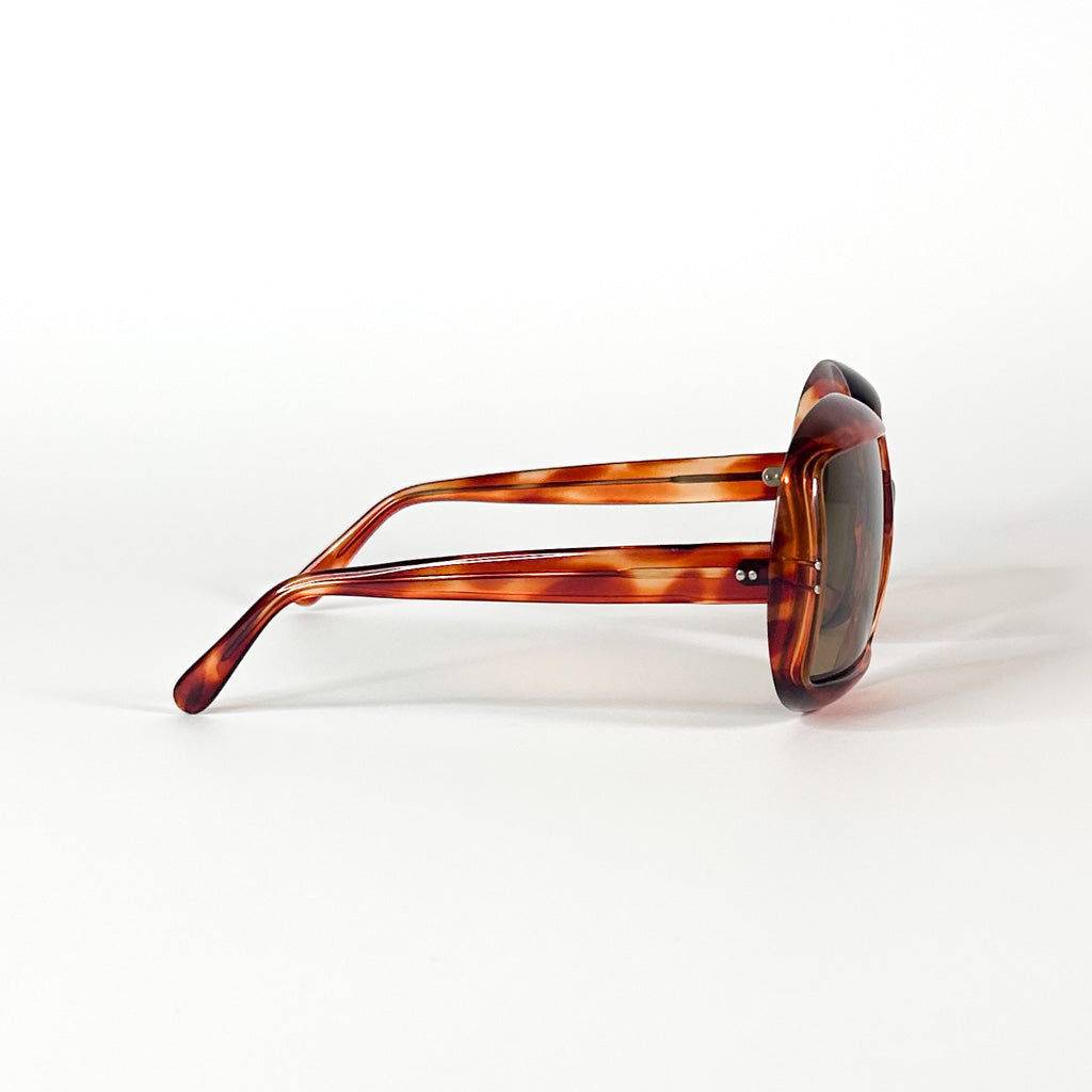 Lunettes vintage TV screen vues de dos – branches épaisses et monture carrée en acétate écaille années 70