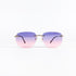 Lunettes de soleil vintage Porta Romana 1009 rimless métal doré, verres dégradés violet rose, vue de face centrée.