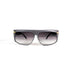 Lunettes de soleil vintage Babil flat-top oversize 80s, acétate moucheté gris noir, vue de face.