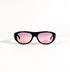 Lunettes de soleil vintage Dolce & Gabbana DG 728S, vue de face, acétate noir laqué et verres rose dégradé